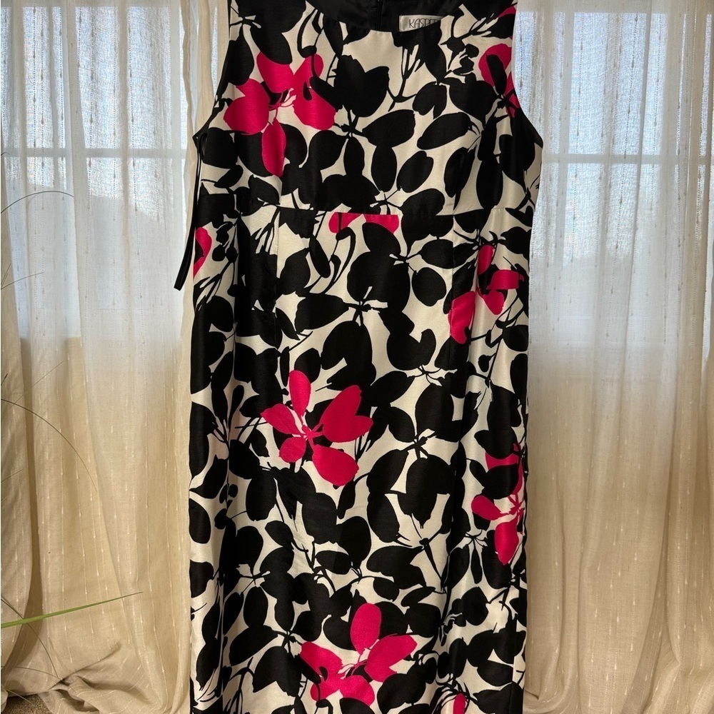 Kasper Black and White Sleeveless Midi Sundress - Picture 3 of 4